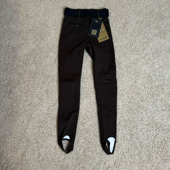 Goldbergh Paris Belted Dark Brown Slim-leg Stirrup Ski Pants NWT US 2 - Picture 6 of 8
